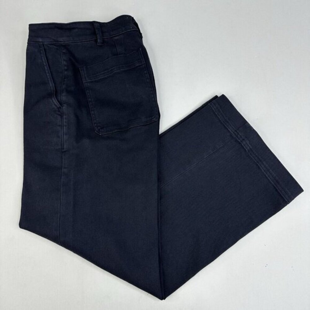 Everlane‎ Womens Wide Leg Crop Pant Navy Blue High Rise Cotton Chino Size 2 - Picture 3 of 11